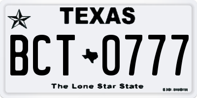 TX license plate BCT0777