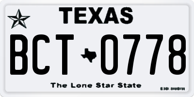 TX license plate BCT0778