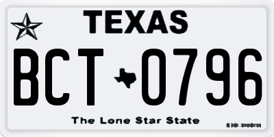 TX license plate BCT0796