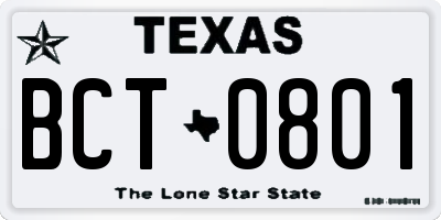 TX license plate BCT0801