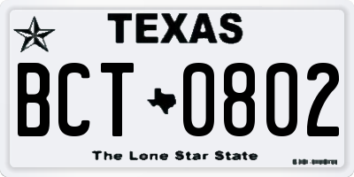 TX license plate BCT0802