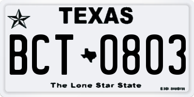 TX license plate BCT0803