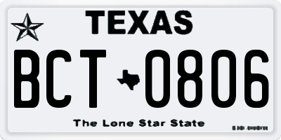 TX license plate BCT0806