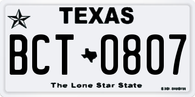 TX license plate BCT0807