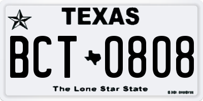TX license plate BCT0808