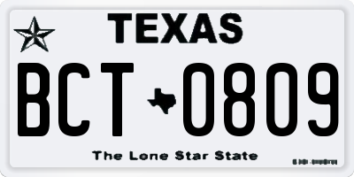 TX license plate BCT0809
