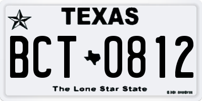 TX license plate BCT0812