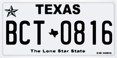 TX license plate BCT0816