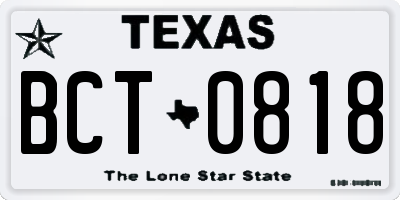 TX license plate BCT0818