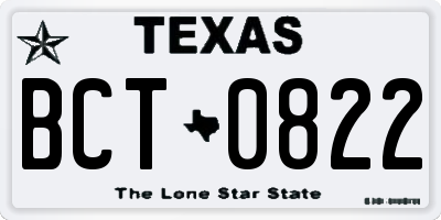 TX license plate BCT0822