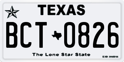 TX license plate BCT0826