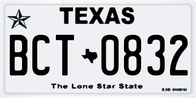TX license plate BCT0832