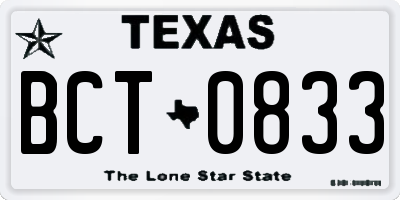 TX license plate BCT0833