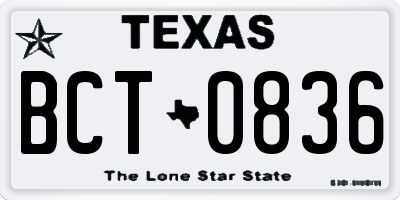 TX license plate BCT0836
