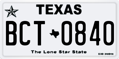 TX license plate BCT0840
