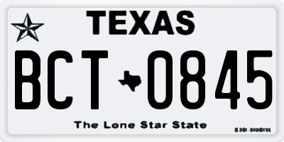 TX license plate BCT0845