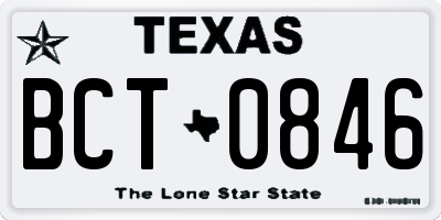 TX license plate BCT0846
