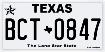 TX license plate BCT0847