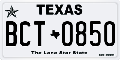 TX license plate BCT0850