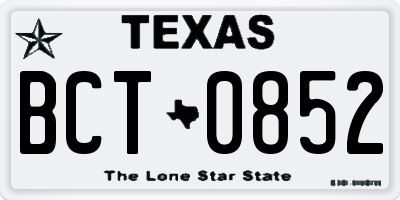 TX license plate BCT0852