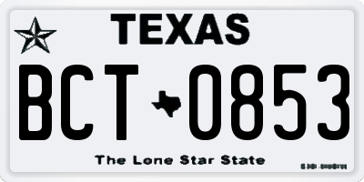 TX license plate BCT0853