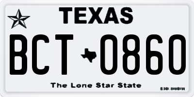 TX license plate BCT0860