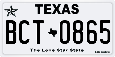 TX license plate BCT0865