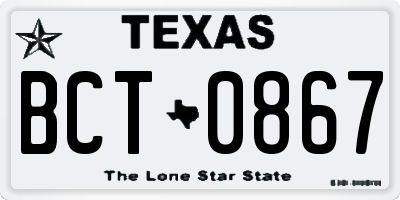 TX license plate BCT0867