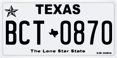 TX license plate BCT0870