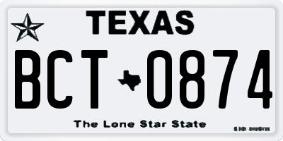 TX license plate BCT0874