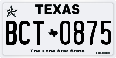 TX license plate BCT0875