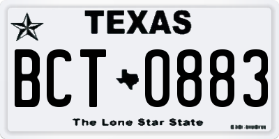 TX license plate BCT0883