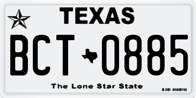 TX license plate BCT0885