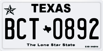 TX license plate BCT0892