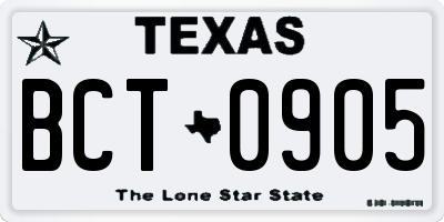 TX license plate BCT0905