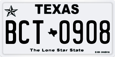 TX license plate BCT0908