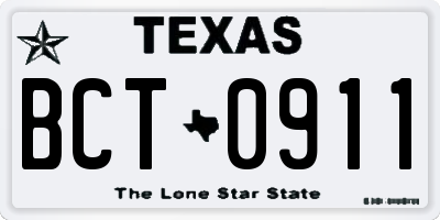 TX license plate BCT0911