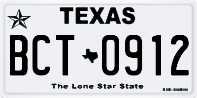 TX license plate BCT0912