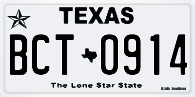 TX license plate BCT0914