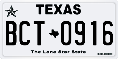 TX license plate BCT0916