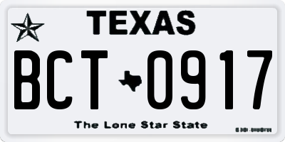 TX license plate BCT0917