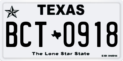 TX license plate BCT0918