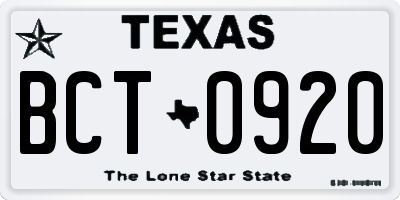 TX license plate BCT0920