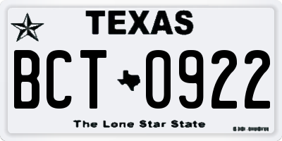 TX license plate BCT0922