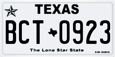 TX license plate BCT0923