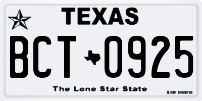 TX license plate BCT0925