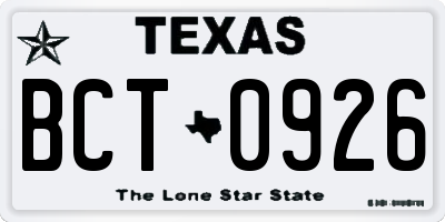 TX license plate BCT0926