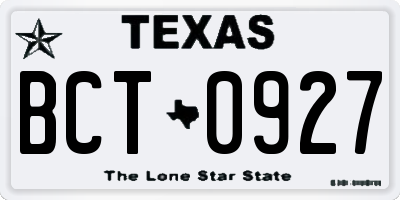 TX license plate BCT0927