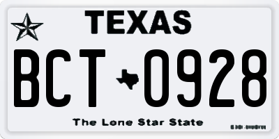 TX license plate BCT0928
