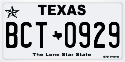 TX license plate BCT0929